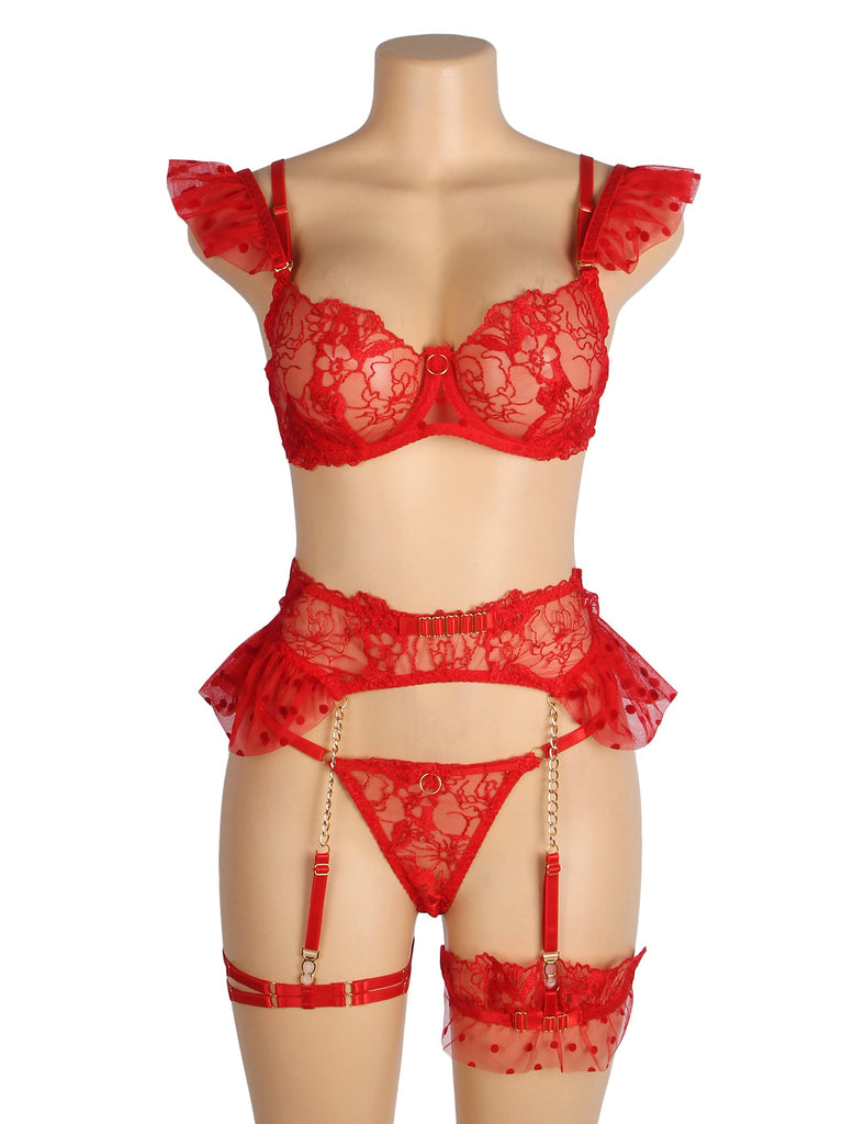 Sexy Lace Garter Bra Panty Egypt Set