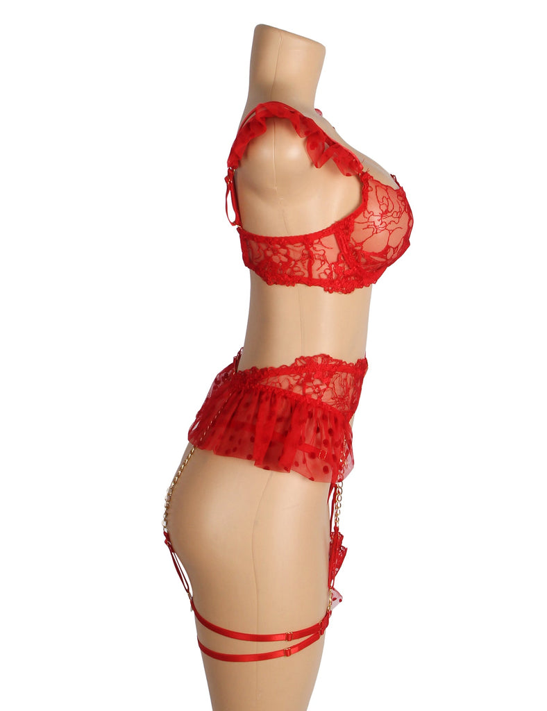 Sexy Lace Garter Bra Panty Egypt Set