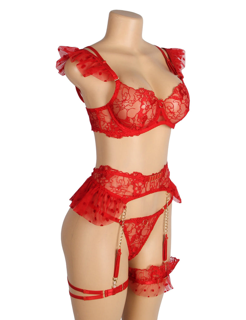 Sexy Lace Garter Bra Panty Egypt Set