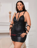 Black Sexy Egypt Bondage Faux Leather Lingerie