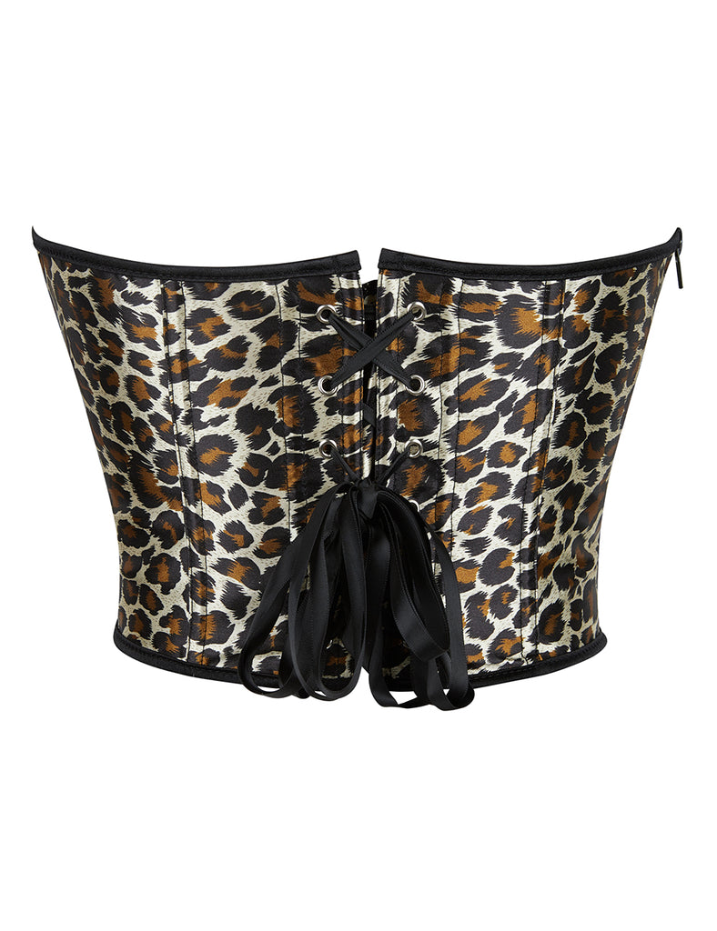 9 Pieces Plastic Bones Leopard Print Off Shoulder Palace Style Zippered Corset Egypt