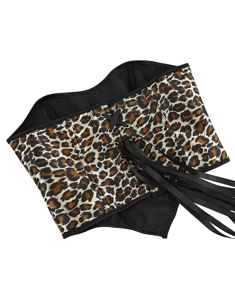 9 Pieces Plastic Bones Leopard Print Off Shoulder Palace Style Zippered Corset Egypt