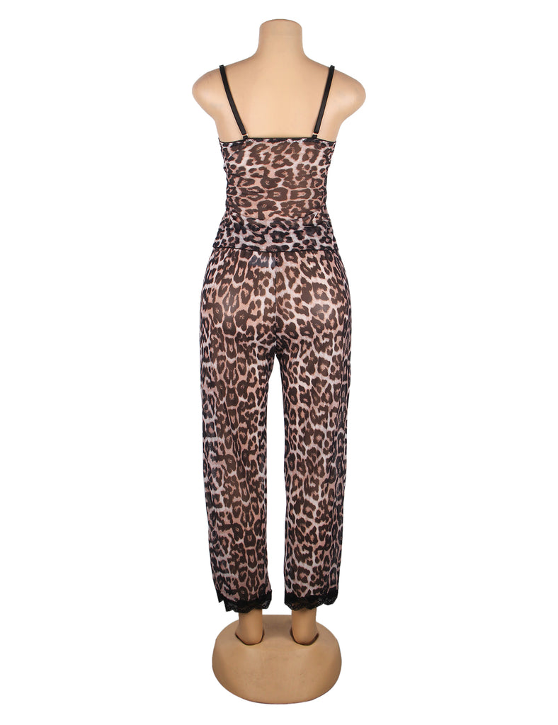 Leopard Egypt Lace Sleepwear Two-piece Set