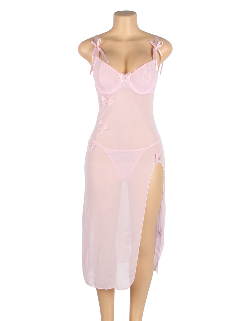 Sexy See Through Mesh Butterfly Backless Long Lingerie Egypt Dress