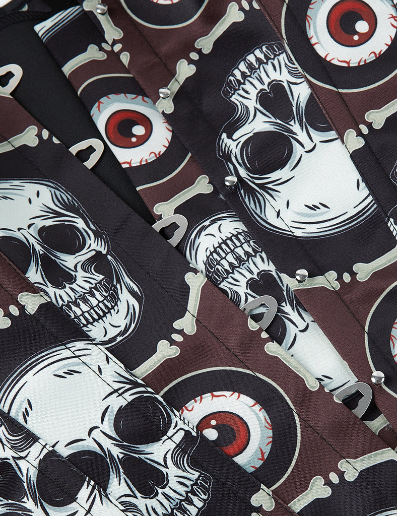 12 Pieces Plastic Bones Black Sexy Skull Print Lace Up Halloween Corset