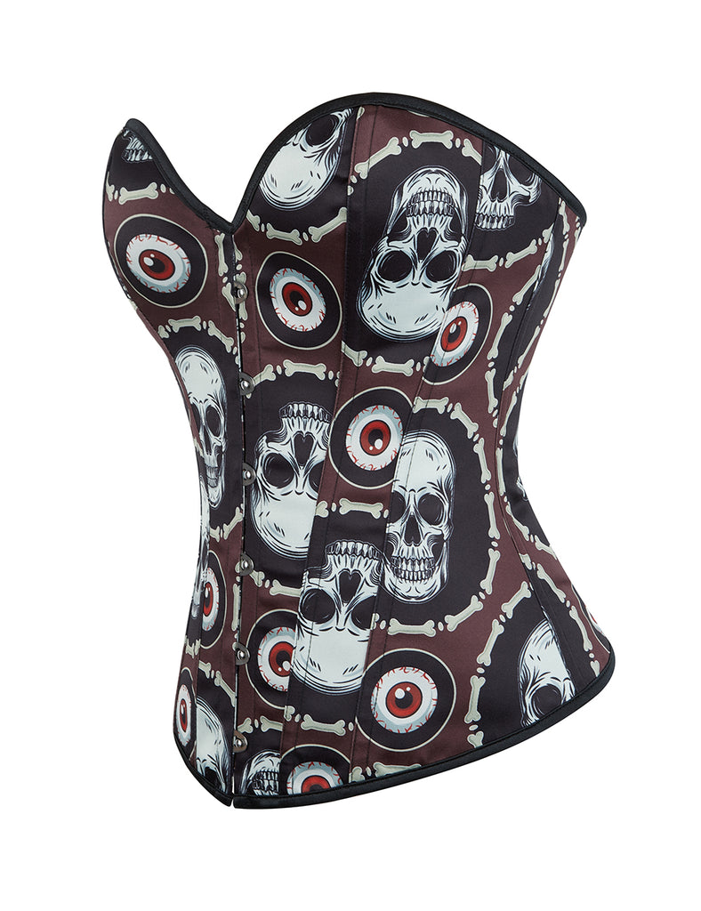 12 Pieces Plastic Bones Black Sexy Skull Print Lace Up Halloween Corset