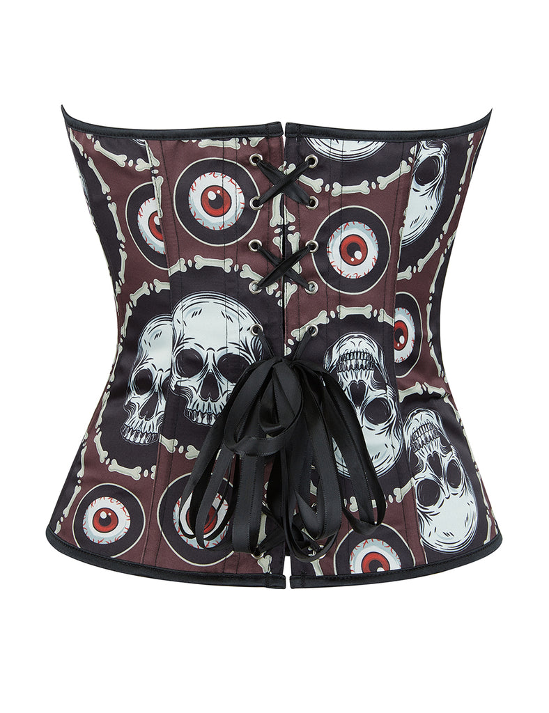 12 Pieces Plastic Bones Black Sexy Skull Print Lace Up Halloween Corset