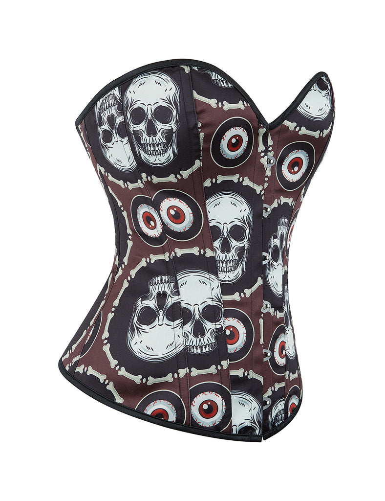 12 Pieces Plastic Bones Black Sexy Skull Print Lace Up Halloween Corset