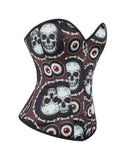 12 Pieces Plastic Bones Black Sexy Skull Print Lace Up Halloween Corset