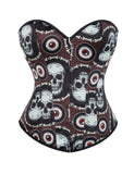 12 Pieces Plastic Bones Black Sexy Skull Print Lace Up Halloween Corset
