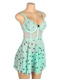 Sexy Egypt Heart Printed Lace Mesh Push Up Nightdress