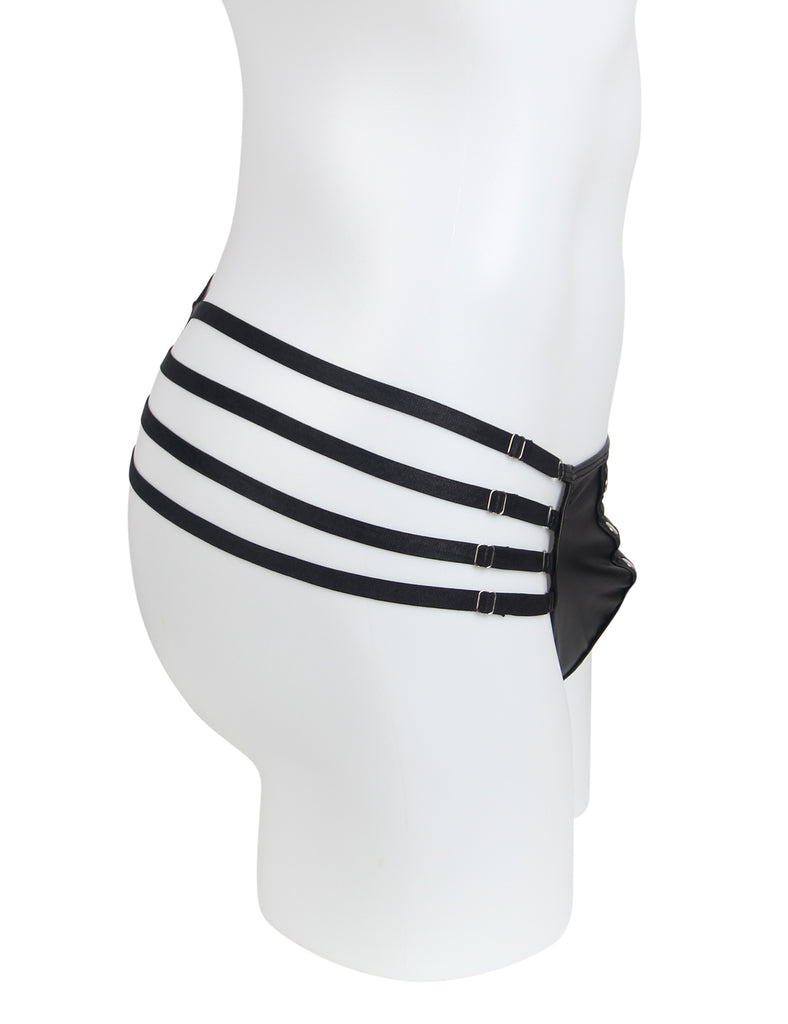 Black Sexy PU Leather Adjustable Elastic Bands Men Thong Egypt