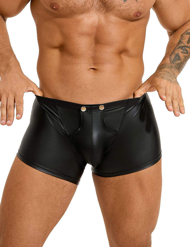 Black Sexy PU Leather Open Crotch Men Boxer Egypt