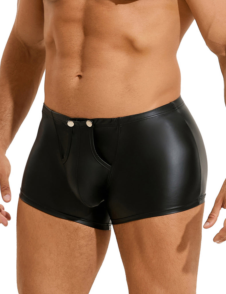 Black Sexy PU Leather Open Crotch Men Boxer Egypt