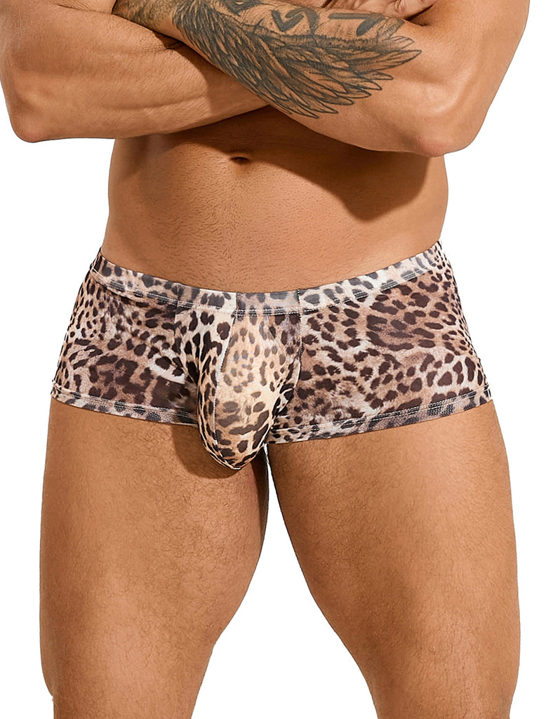 Sexy Mesh Men Boxer With Leopard Print