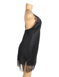 Black Sexy Egypt Satin Eyelash Lace Suspender Nightdress