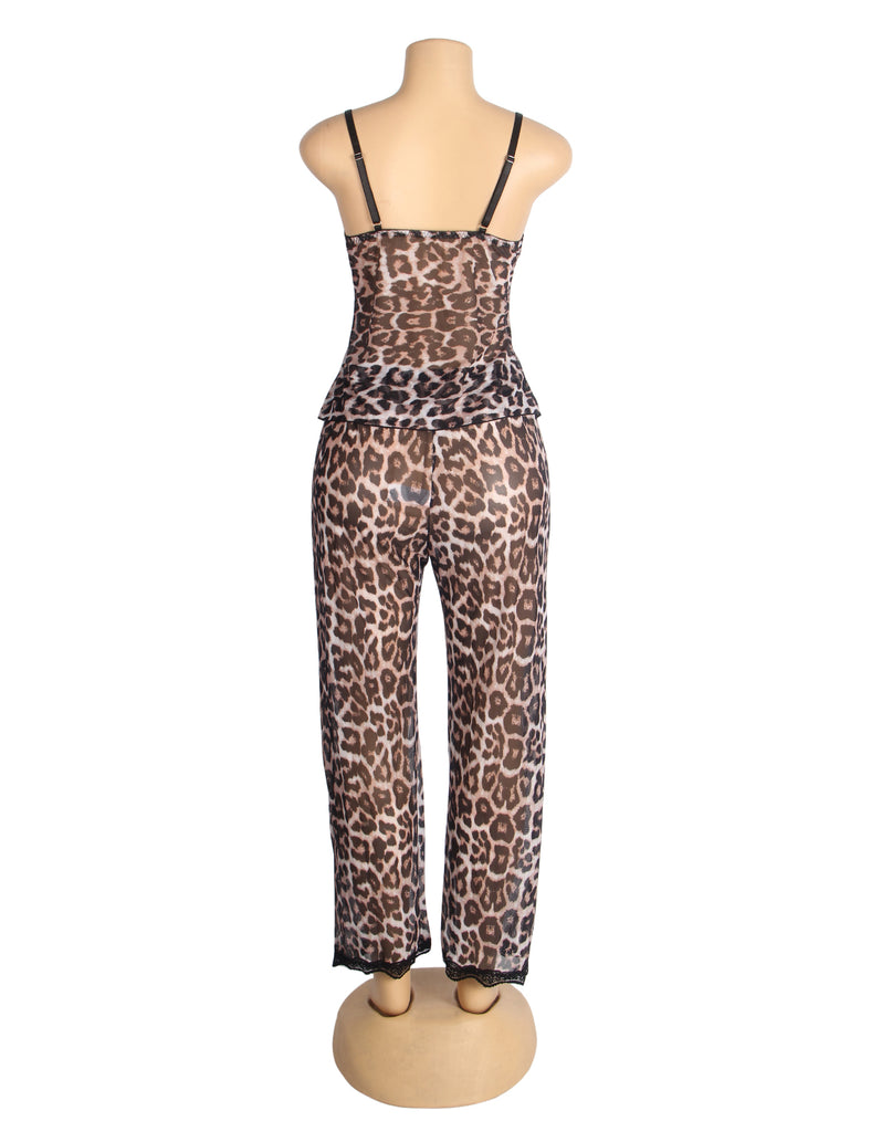 Sexy Leopard Egypt Lace Suspender Pajama Set