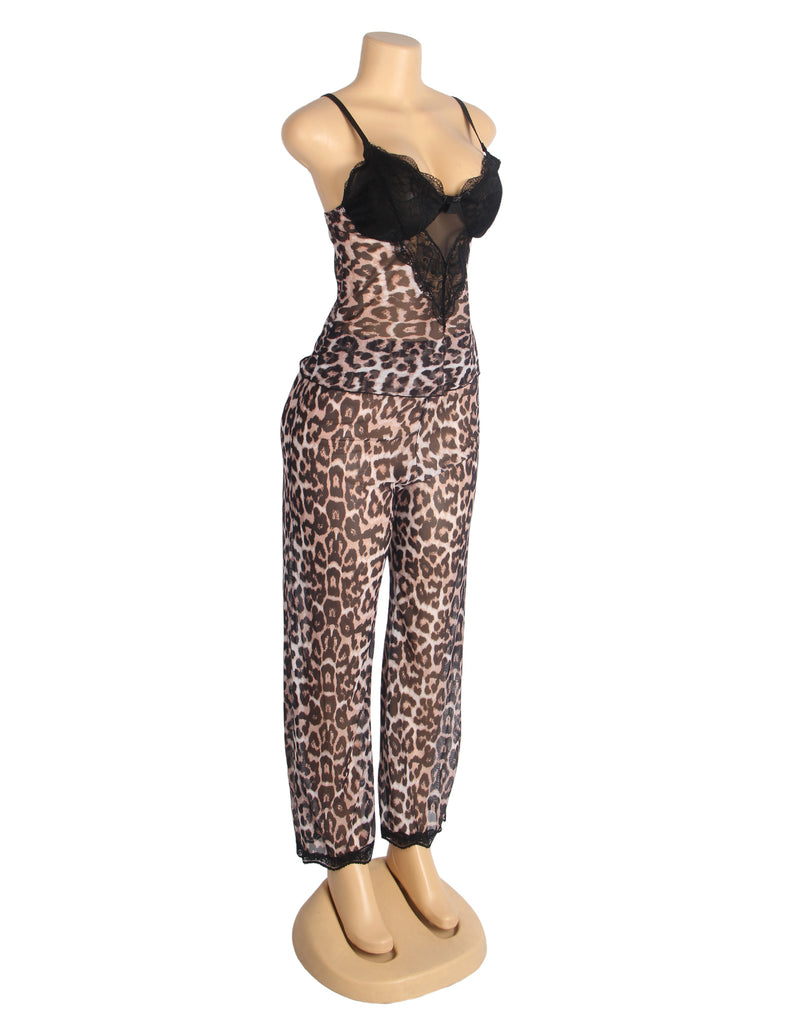 Sexy Leopard Egypt Lace Suspender Pajama Set