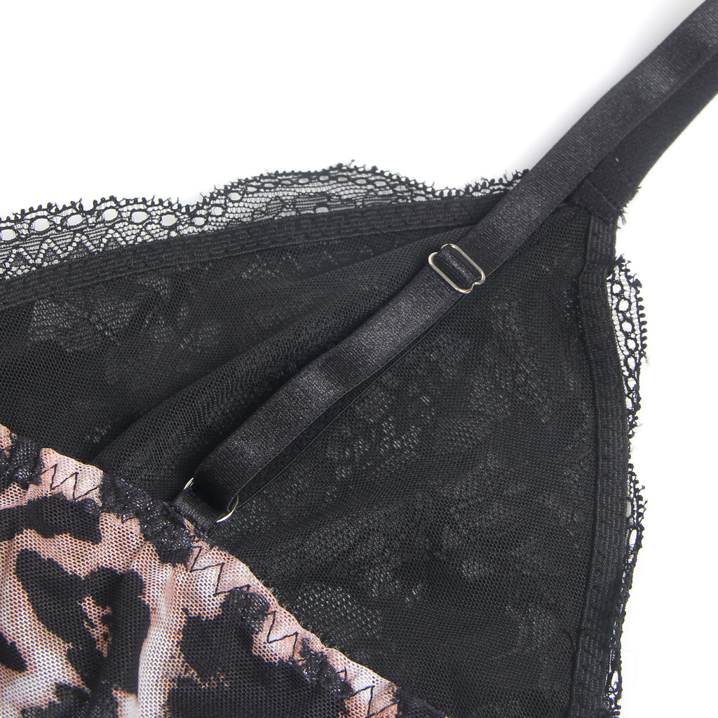 Sexy Leopard Egypt Lace Suspender Pajama Set