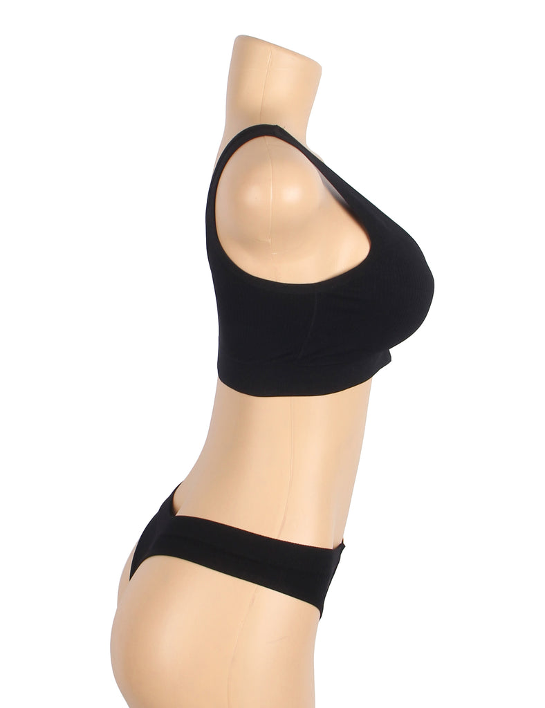 Sexy Hollow Heart Buckles Knitted Seamless Bra Set Egypt