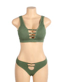 Sexy Hollow Heart Buckles Knitted Seamless Bra Set Egypt