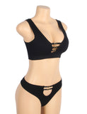 Sexy Hollow Heart Buckles Knitted Seamless Bra Set Egypt