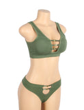 Sexy Hollow Heart Buckles Knitted Seamless Bra Set Egypt