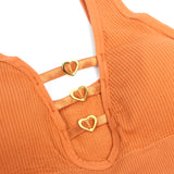 Sexy Hollow Heart Buckles Knitted Seamless Bra Set Egypt