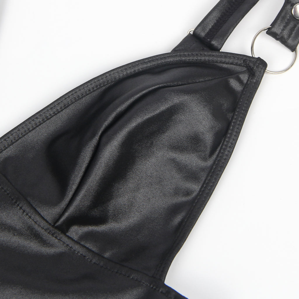 Black Sexy Egypt Bondage Faux Leather Lingerie