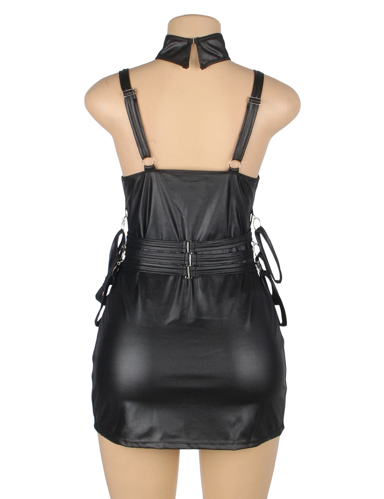 Black Sexy Egypt Bondage Faux Leather Lingerie