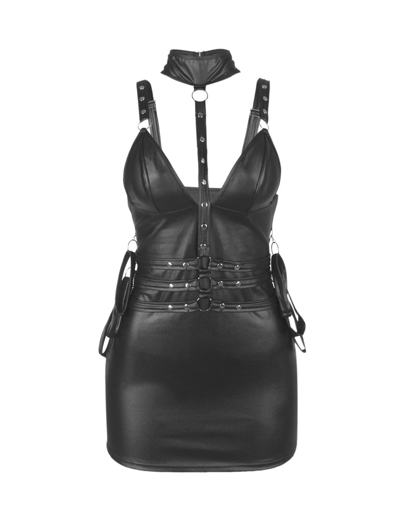 Black Sexy Egypt Bondage Faux Leather Lingerie