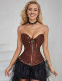 12 Pieces Plastic Bones Red Sexy Embroidered Zippered Palace Style Corset