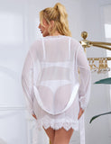 Robe Lace Trim With Thong With Farawlaya