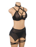 Black Mesh Underwire Garter Lingerie Egypt Set