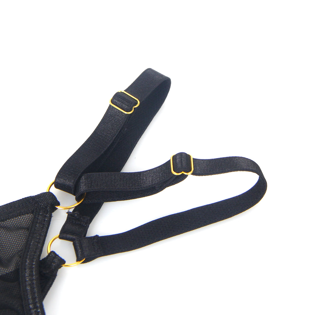 Black Mesh Underwire Garter Lingerie Egypt Set