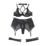 Black Mesh Underwire Garter Lingerie Egypt Set