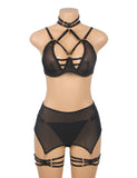 Black Mesh Underwire Garter Lingerie Egypt Set