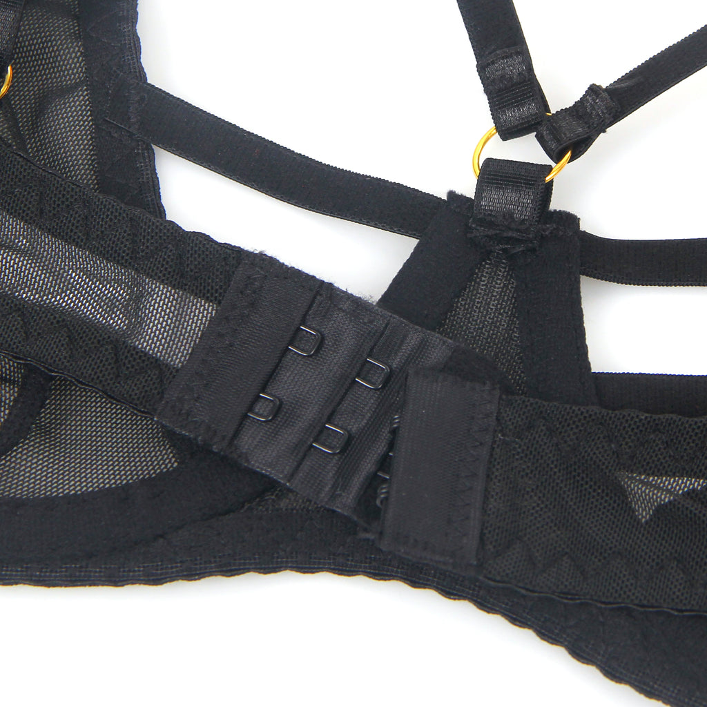 Black Mesh Underwire Garter Lingerie Egypt Set