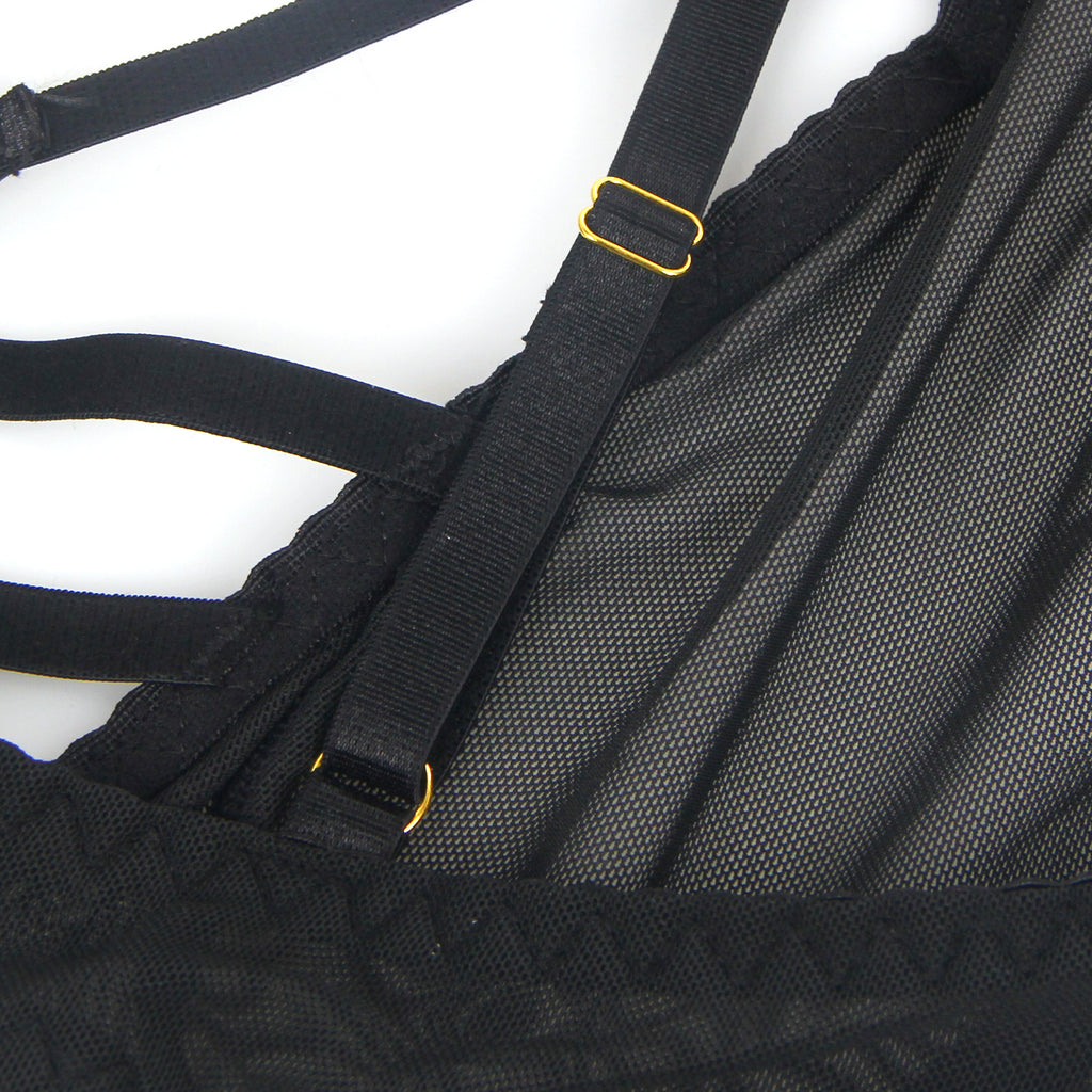 Black Mesh Underwire Garter Lingerie Egypt Set