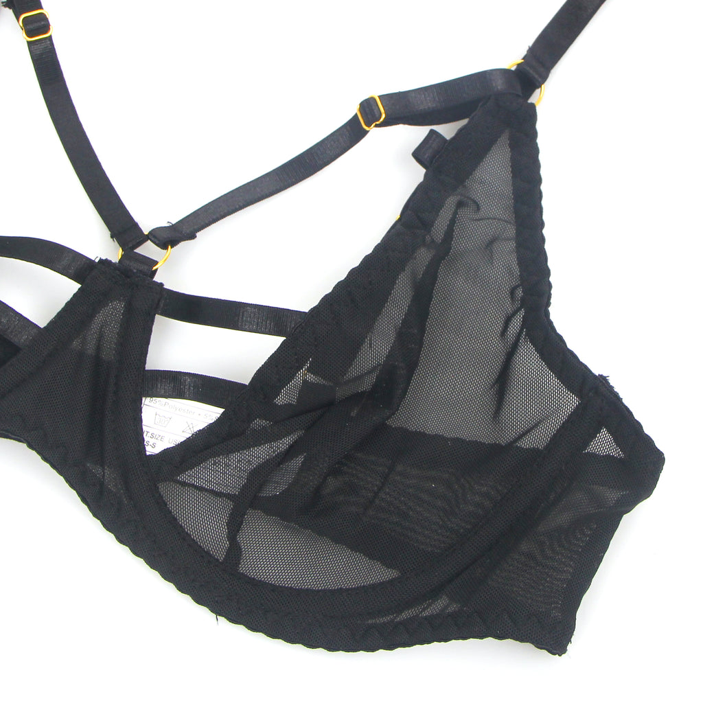 Black Mesh Underwire Garter Lingerie Egypt Set