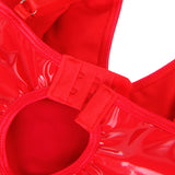 Red Sexy Deep V-Neck Wet Look Faux Leather Suspender Nightdress Egypt
