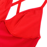 Red Sexy Deep V-Neck Wet Look Faux Leather Suspender Nightdress Egypt