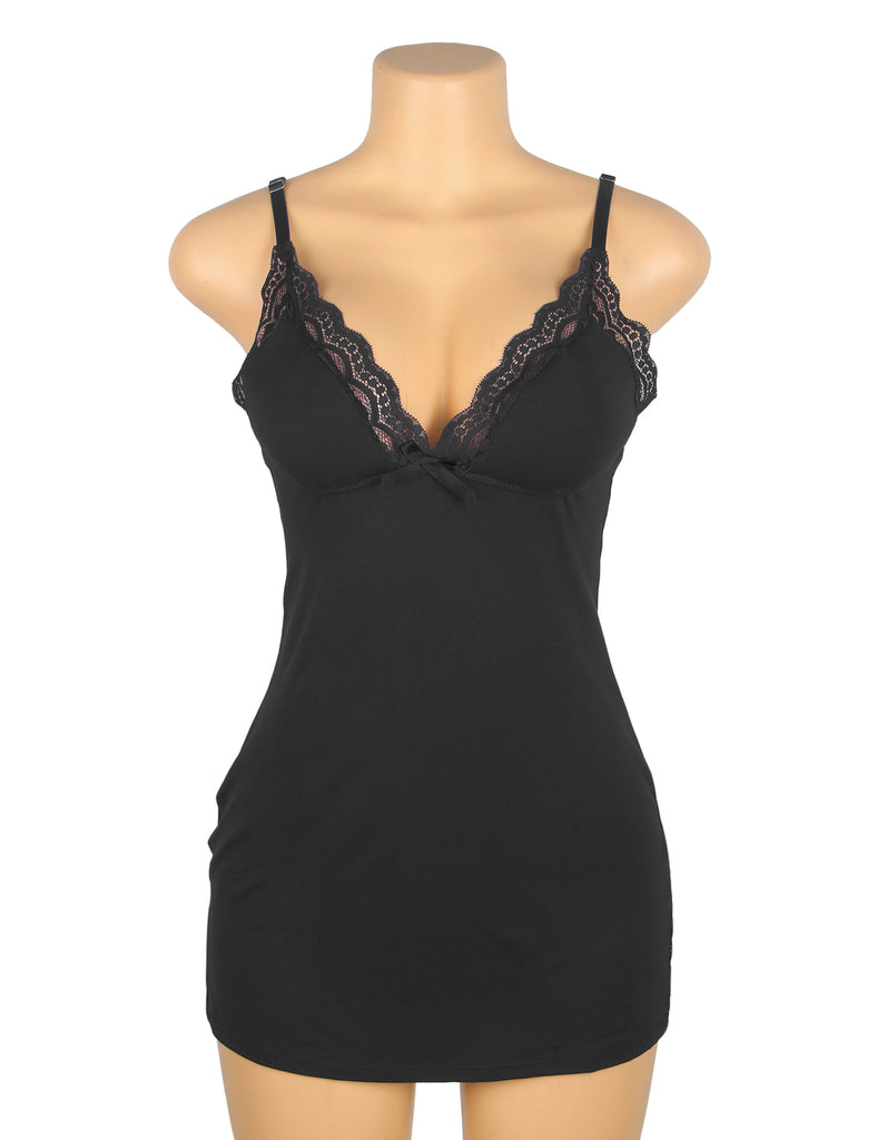 Sexy Egypt Modal Lace Bow Suspender Nightdress Lingerie