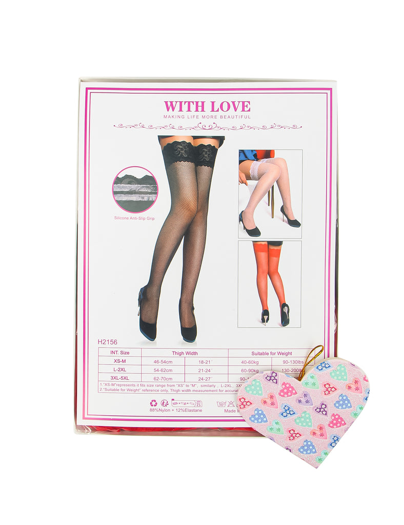 3 Pairs Set Sexy Small Mesh Lace Silicone Stockings With Lid And Base Gift Box