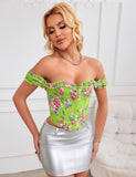 8 Pieces Plastic Bones Sexy Puff Sleeves Printed Palace Style Corset Egypt