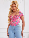 8 Pieces Plastic Bones Sexy Puff Sleeves Printed Palace Style Corset Egypt