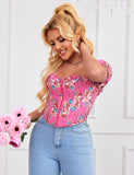 8 Pieces Plastic Bones Sexy Puff Sleeves Printed Palace Style Corset Egypt