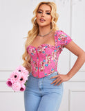 8 Pieces Plastic Bones Sexy Puff Sleeves Printed Palace Style Corset Egypt