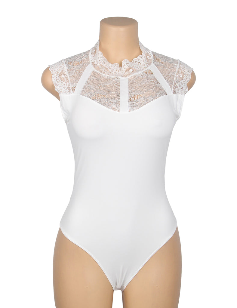Sexy Swim Cloth Lace Sleeveless Open Crotch Bodysuit
