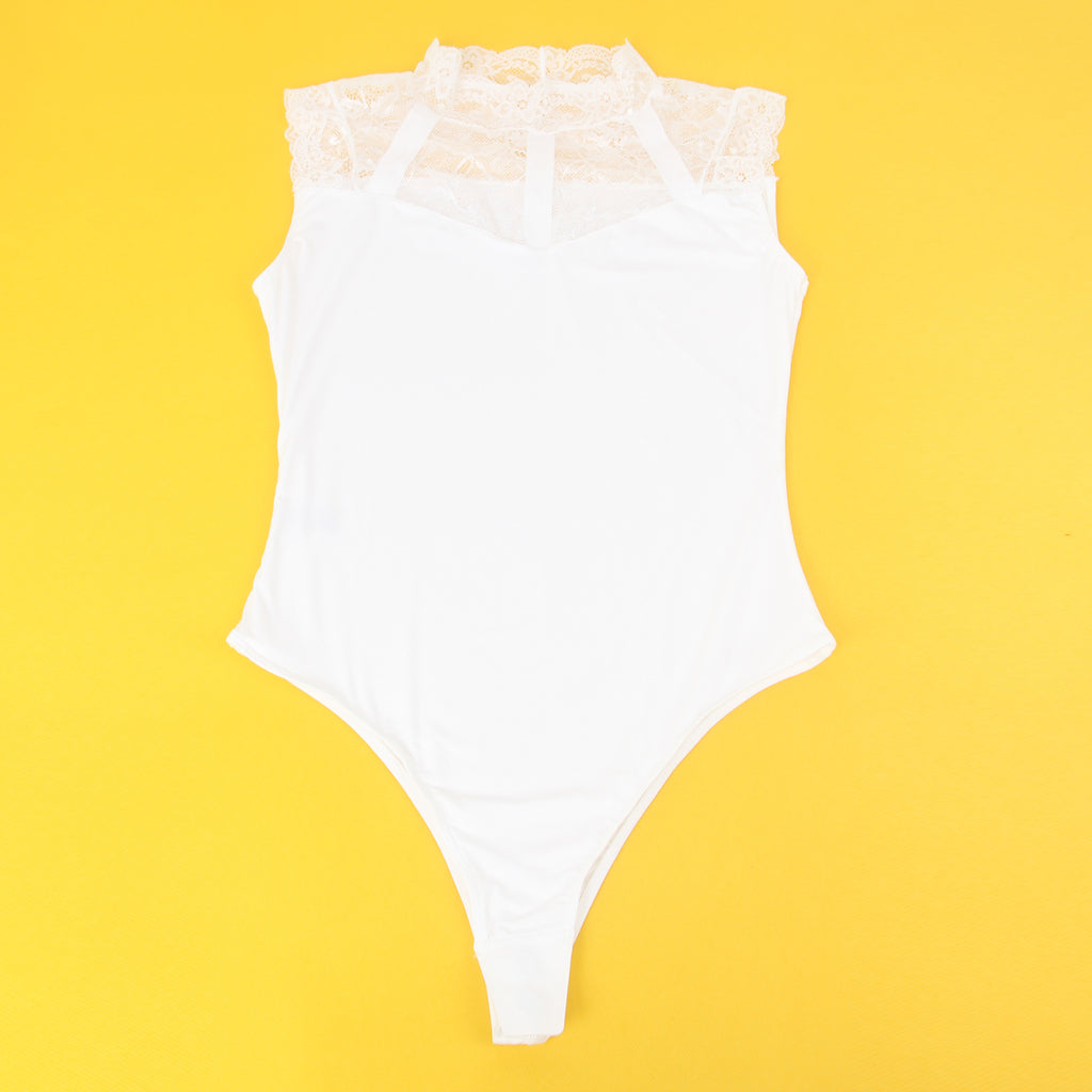 Sexy Swim Cloth Lace Sleeveless Open Crotch Bodysuit